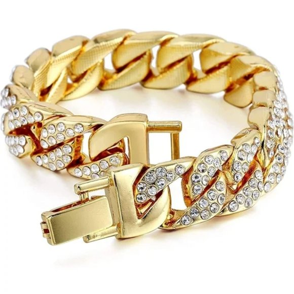 Watch and Jewelry set cuban chain watch earrings - Picture 8 of 9